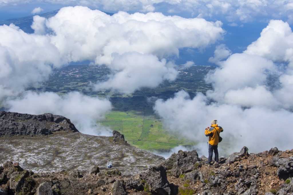Top of pico mountain in Azores, Portugal