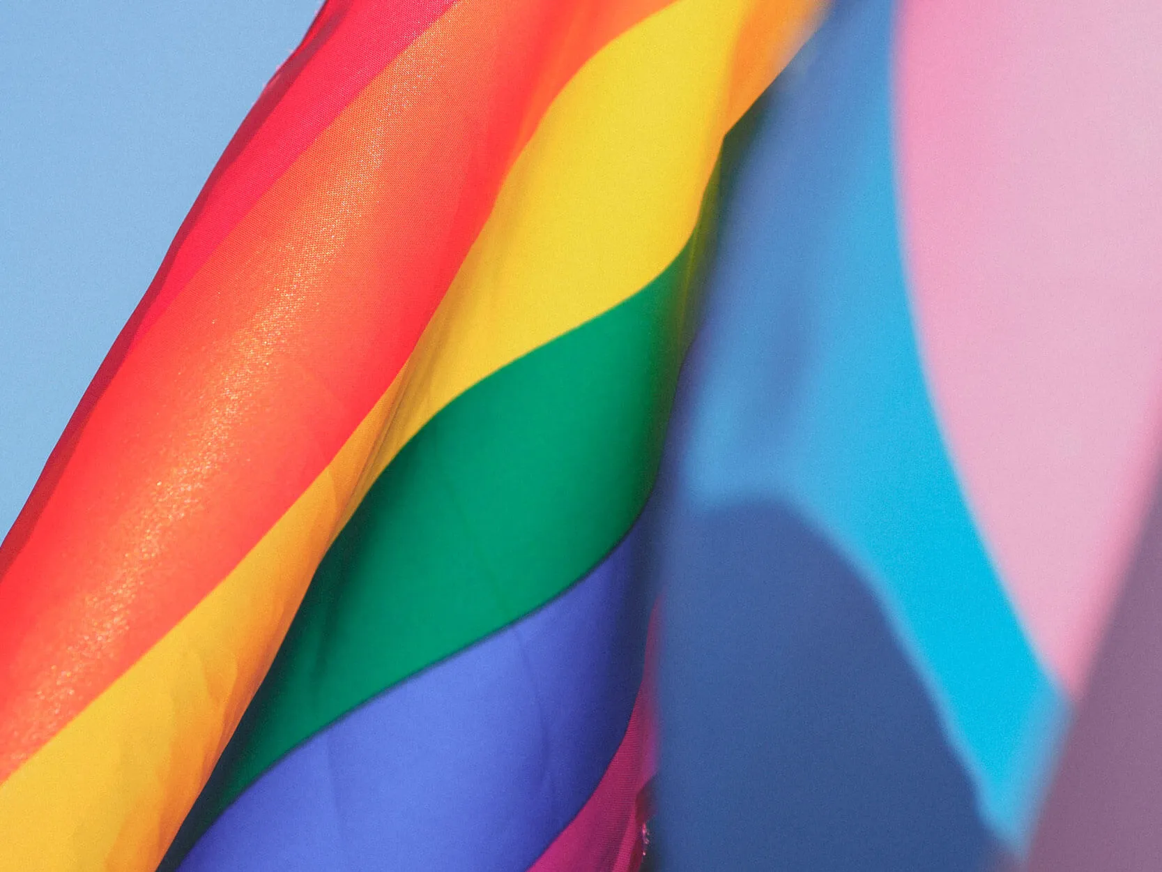 Close shot of the LGBTQIA+ flag.