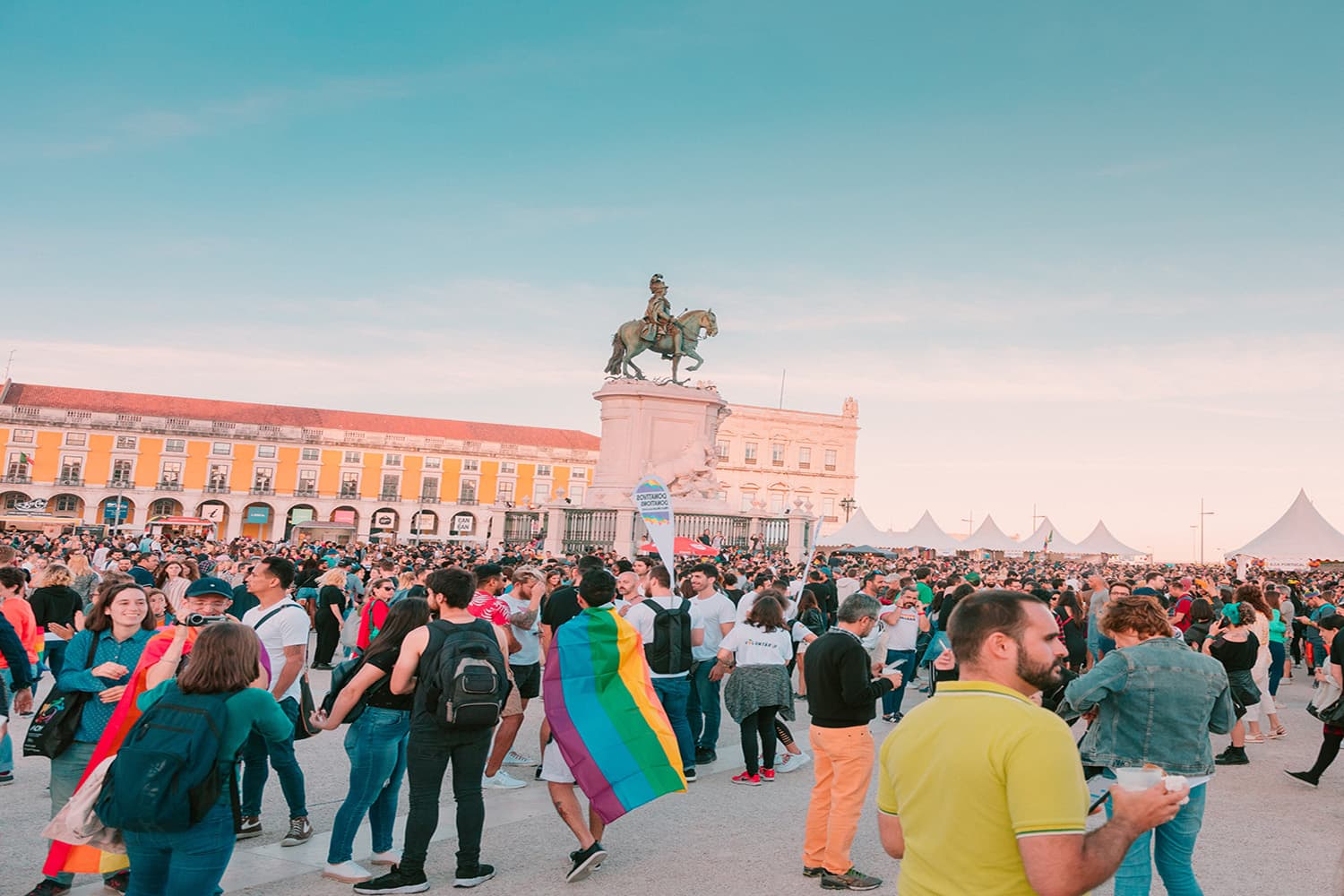 People celebrating Pride in Lisbon 2019