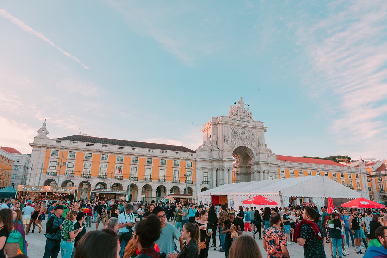 People gathering at Pride in Portugal in Lisbon, 2019